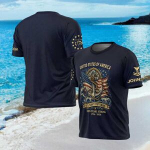 US Navy Veteran 250 Years Strong Patriotic American Flag T Shirt