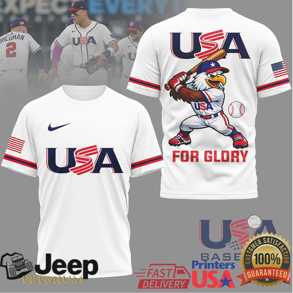 USA Baseball For Glory Eagle Mascot Jersey Style T Shirt NavyWhite USA Baseball For Glory Eagle Mascot Jersey Style T Shirt NavyWhite