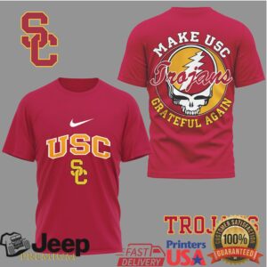 USC Trojans Make USC Grateful Again Cardinal and Gold Skull T Shirt USC Trojans Make USC Grateful Again Cardinal and Gold Skull T Shirt