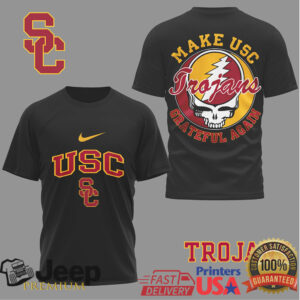 USC Trojans Make USC Grateful Again Cardinal and Gold Skull T Shirt