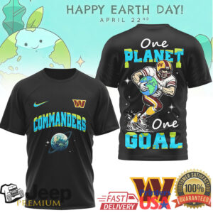 Washington Commanders Earth Day One Planet One Goal Black Graphic T Shirt Washington Commanders Earth Day One Planet One Goal Black Graphic T Shirt
