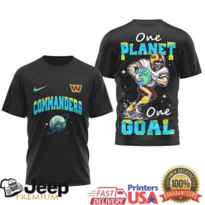 Washington Commanders Earth Day One Planet One Goal Black Graphic T Shirt