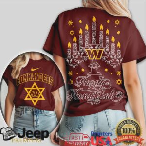 Washington Commanders Happy Hanukkah Menorah Star of David T Shirt Washington Commanders Happy Hanukkah Menorah Star of David T Shirt