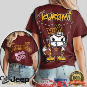 Washington Commanders Kuromi Sanrio Football Fan Women’s T Shirt Washington Commanders Kuromi Sanrio Football Fan Women’s T Shirt