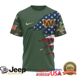 Washington Commanders Military Camo T Shirt Hog Soldier US Flag Design
