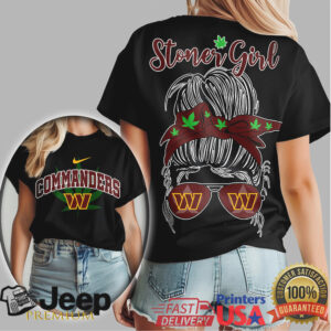 Washington Commanders Stoner Girl Messy Bun Graphic T shirt Washington Commanders Stoner Girl Messy Bun Graphic T shirt