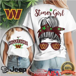 Washington Commanders Stoner Girl Messy Bun Graphic T shirt