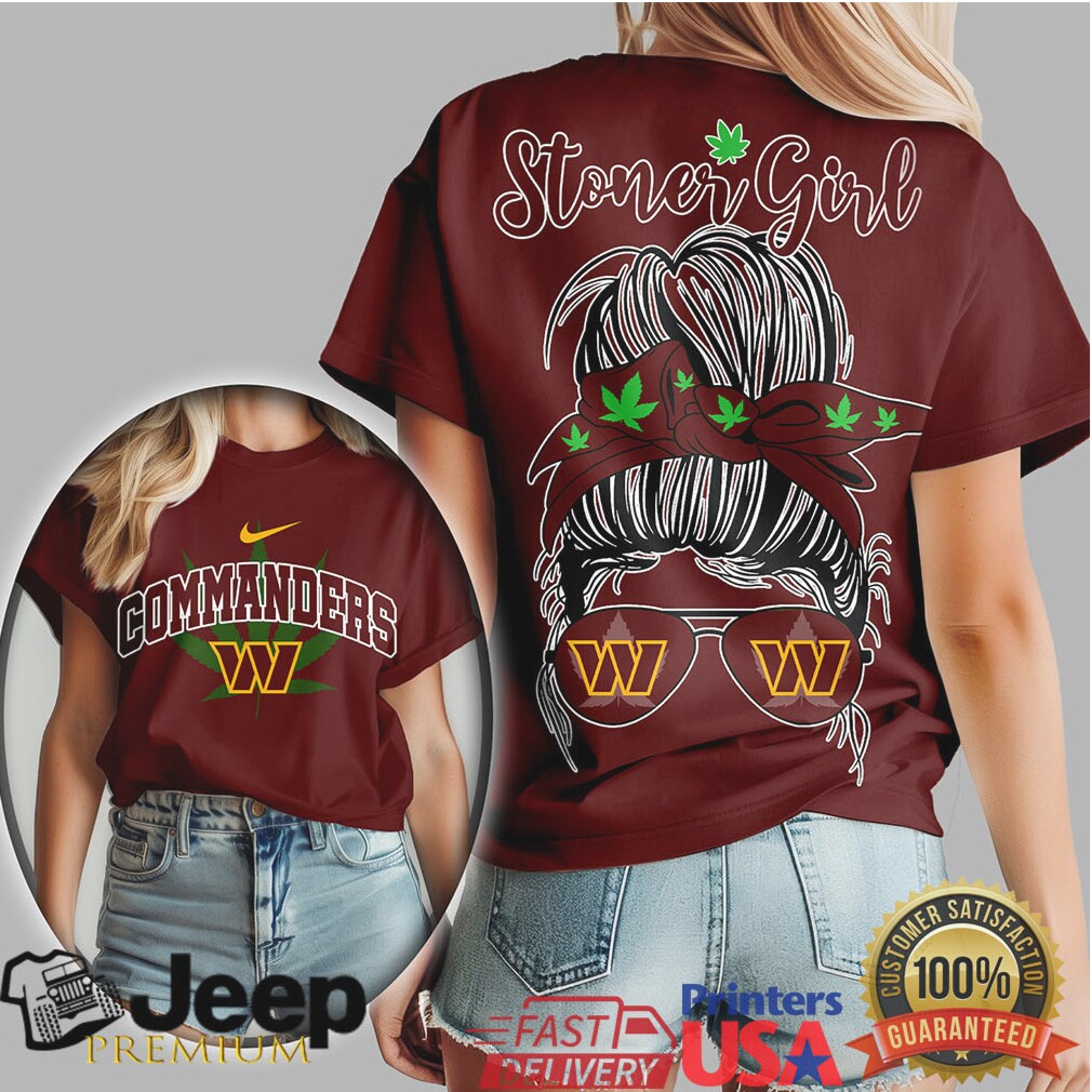 Washington Commanders Stoner Girl Messy Bun Graphic T shirt Washington Commanders Stoner Girl Messy Bun Graphic T shirt
