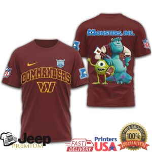 Washington Commanders x Monsters Inc. Mike and Sulley NFL T Shirt Washington Commanders x Monsters Inc. Mike and Sulley NFL T Shirt