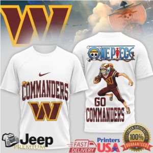 Washington Commanders x One Piece Anime Luffy Football Mashup T Shirt