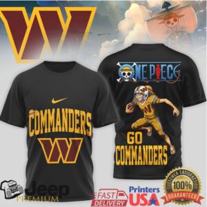 Washington Commanders x One Piece Anime Luffy Football Mashup T Shirt