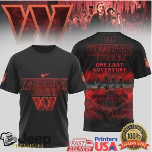 Washington Commanders x Stranger Things One Last Adventure Black T Shirt