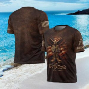 We The People 1776 2026 Eagle & Combat Boots Veteran T Shirt