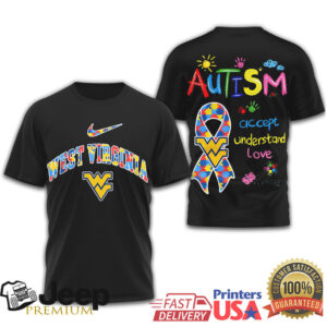 West Virginia Mountaineers Autism Awareness T Shirt Multi Color Puzzle Design West Virginia Mountaineers Autism Awareness T Shirt Multi Color Puzzle Design