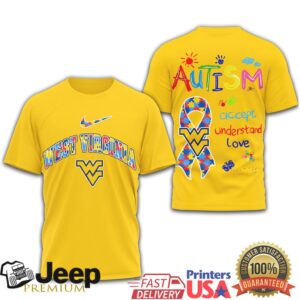 West Virginia Mountaineers Autism Awareness T Shirt Multi Color Puzzle Design