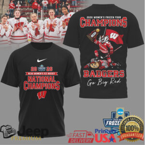 Wisconsin Badgers 2026 Women’s Frozen Four National Champions T Shirt Wisconsin Badgers 2026 Women’s Frozen Four National Champions T Shirt
