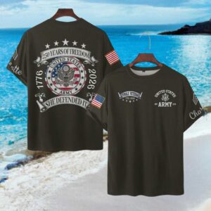 Women's US Army 250 Years of Freedom She Defended It T Shirt