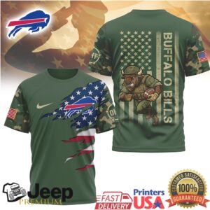 Buffalo Bills Military Appreciation T Shirt Patriotic Flag Buffalo Soldier Design