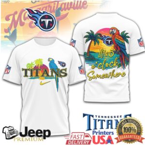 Tennessee Titans It's 5 O'Clock Somewhere Tropical Parrot Beach T Shirt