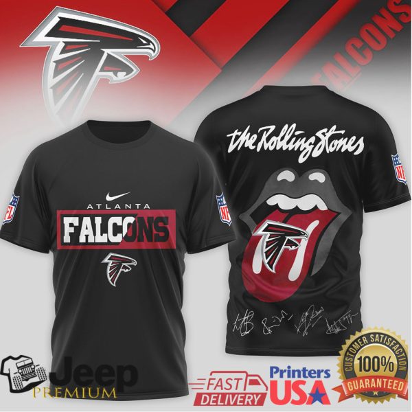 Atlanta Falcons Rolling Stones Iconic Tongue T Shirt NFL Football Band ...