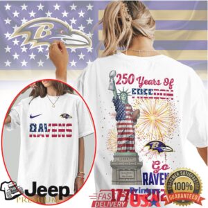 Baltimore Ravens 250 Years of Freedom 1776 2026 Liberty Statue T Shirt Baltimore Ravens 250 Years of Freedom 1776 2026 Liberty Statue T Shirt
