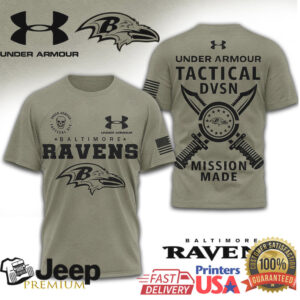 Baltimore Ravens Under Armour Tactical DVSN Mission Made Military Olive T Shirt
