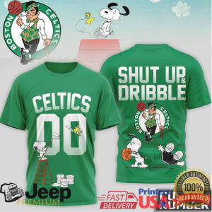 Boston Celtics Snoopy Shut Up & Dribble Custom Number T Shirt Boston Celtics Snoopy Shut Up & Dribble Custom Number T Shirt