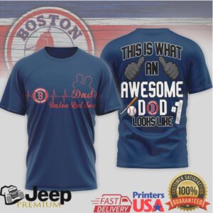 Boston Red Sox Heartbeat Awesome Dad #1 Baseball T Shirt Boston Red Sox Heartbeat Awesome Dad #1 Baseball T Shirt