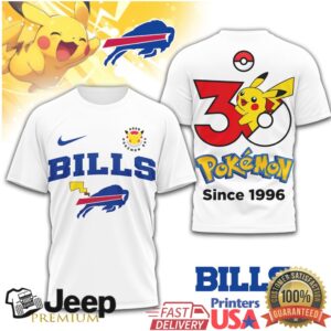 Buffalo Bills x Pokémon 30th Anniversary Pikachu T Shirt Buffalo Bills x Pokémon 30th Anniversary Pikachu T Shirt