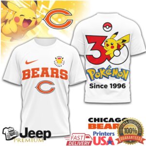Chicago Bears x Pokémon 30th Anniversary Pikachu T Shirt Chicago Bears x Pokémon 30th Anniversary Pikachu T Shirt