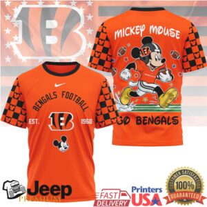 Cincinnati Bengals x Mickey Mouse Football Graphic T Shirt Go Bengals Cincinnati Bengals x Mickey Mouse Football Graphic T Shirt Go Bengals