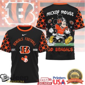 Cincinnati Bengals x Mickey Mouse Football Graphic T Shirt Go Bengals