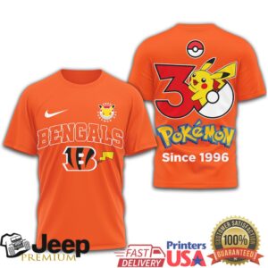 Cincinnati Bengals x Pokémon 30th Anniversary Pikachu T Shirt