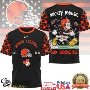 Cleveland Browns x Mickey Mouse Football Graphic T Shirt Go Browns Cleveland Browns x Mickey Mouse Football Graphic T Shirt Go Browns