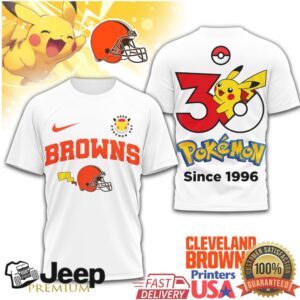 Cleveland Browns x Pokémon 30th Anniversary Pikachu T Shirt Cleveland Browns x Pokémon 30th Anniversary Pikachu T Shirt