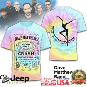Dave Matthews Band Crash Drunken Soldier Label Pastel Tie Dye T Shirt Dave Matthews Band Crash Drunken Soldier Label Pastel Tie Dye T Shirt