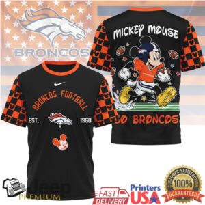 Denver Broncos x Mickey Mouse Football Graphic T Shirt Go Broncos Denver Broncos x Mickey Mouse Football Graphic T Shirt Go Broncos