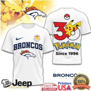 Denver Broncos x Pokémon 30th Anniversary Pikachu T Shirt Denver Broncos x Pokémon 30th Anniversary Pikachu T Shirt