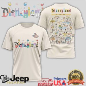 Disneyland Alphabet Characters Vintage Style Cream Graphic T Shirt Disneyland Alphabet Characters Vintage Style Cream Graphic T Shirt