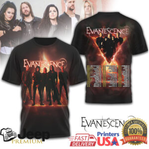 Evanescence 2026 World Tour Concert Two Sided Band Photo T Shirt Evanescence 2026 World Tour Concert Two Sided Band Photo T Shirt