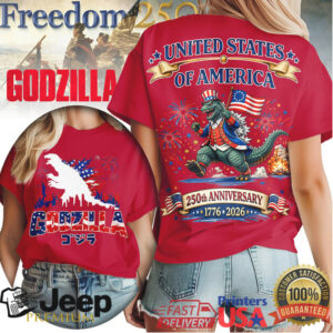 Godzilla USA 250th Anniversary 1776 2026 Independence Day T Shirt Godzilla USA 250th Anniversary 1776 2026 Independence Day T Shirt