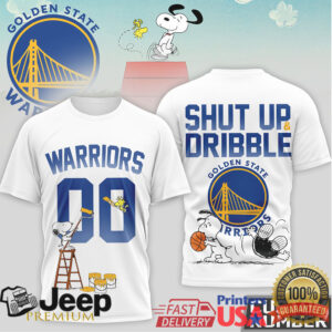 Golden State Warriors Snoopy Shut Up & Dribble Custom Number T Shirt Golden State Warriors Snoopy Shut Up & Dribble Custom Number T Shirt
