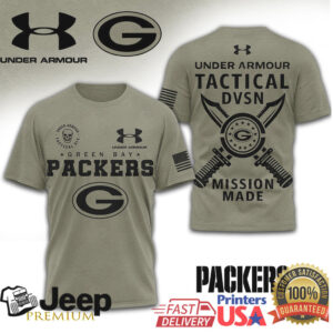 Green Bay Packers Under Armour Tactical DVSN Mission Made Military Olive T Shirt