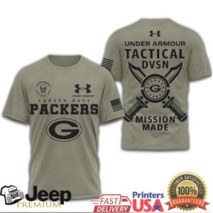 Green Bay Packers Under Armour Tactical DVSN Mission Made Military Olive T Shirt