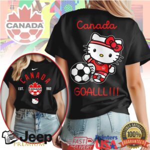 Hello Kitty Canada Soccer GOALLL!!! Graphic Sport T Shirt Hello Kitty Canada Soccer GOALLL!!! Graphic Sport T Shirt