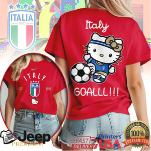 Hello Kitty Italy Football FIGC National Team Fan T Shirt