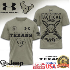 Houston Texans Under Armour Tactical DVSN Mission Made Military Olive T Shirt