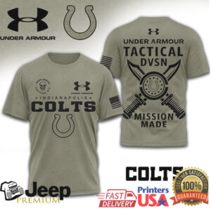 Indianapolis Colts Under Armour Tactical DVSN Mission Made Military Olive T Shirt