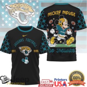 Jacksonville Jaguars x Mickey Mouse Football Graphic T Shirt Go Jaguars