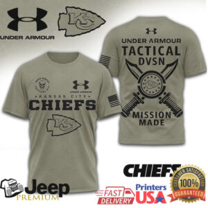 Kansas City Chiefs Under Armour Tactical DVSN Mission Made Military Olive T Shirt